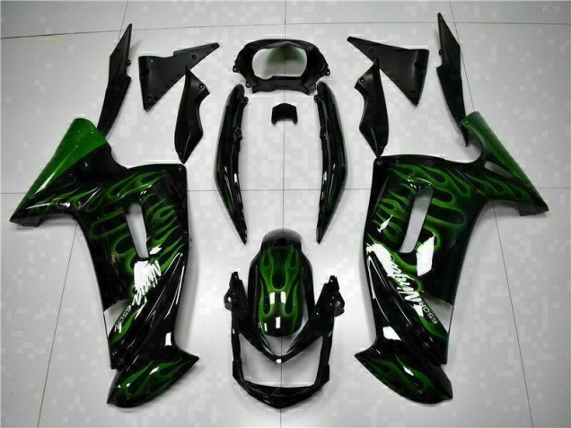 Preisgünstige Kawasaki EX650 06-08 Verkleidungen - Grüne Flamme Preisgünstige Kawasaki EX650 06-08 Verkleidungen - Grüne Flamme