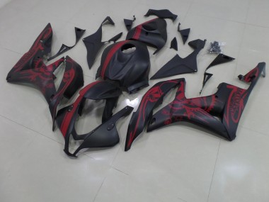 Preisgünstige Honda CBR 600 RR 07-08 Verkleidungen - Matt Schwarzer roter Totenkopf mit Streifen