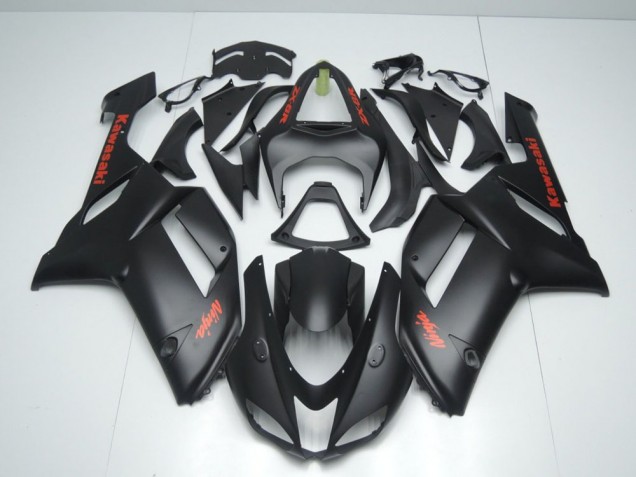 Preisgünstige Kawasaki ZX6R 07-08 Verkleidungen - Matt Schwarz mit rotem Aufkleber Preisgünstige Kawasaki ZX6R 07-08 Verkleidungen - Matt Schwarz mit rotem Aufkleber