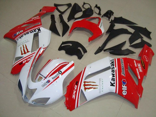 Preisgünstige Kawasaki ZX6R 07-08 Verkleidungen - Rot und Weiß Preisgünstige Kawasaki ZX6R 07-08 Verkleidungen - Rot und Weiß