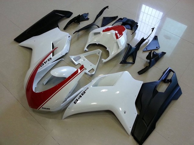 Preisgünstige Ducati 848 1098 1198 07-14 Verkleidungen - Matt Schwarz Weiß mit rotem Streifen Preisgünstige Ducati 848 1098 1198 07-14 Verkleidungen - Matt Schwarz Weiß mit rotem Streifen