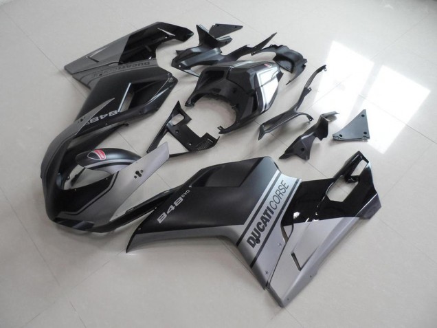 Preisgünstige Ducati 848 1098 1198 07-14 Verkleidungen - Matt Schwarzer Silber OEM Stil Preisgünstige Ducati 848 1098 1198 07-14 Verkleidungen - Matt Schwarzer Silber OEM Stil