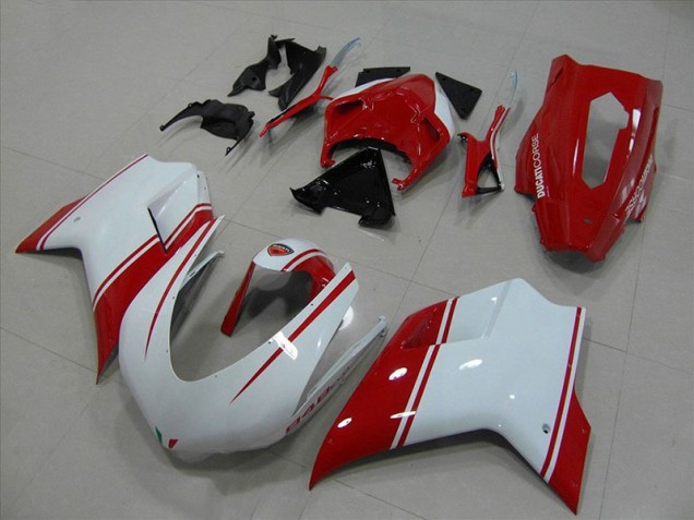Preisgünstige Ducati 848 1098 1198 07-14 Verkleidungen - Weiß Und Rot Rennen Version Preisgünstige Ducati 848 1098 1198 07-14 Verkleidungen - Weiß Und Rot Rennen Version