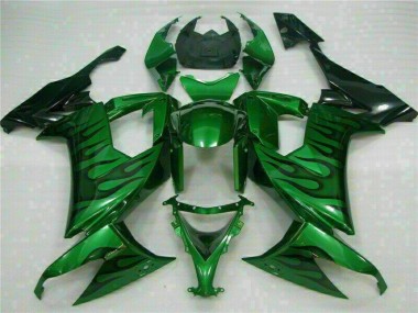 Preisgünstige Kawasaki ZX10R 08-10 Verkleidungen - Grüne Flamme