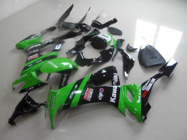 Preisgünstige Kawasaki ZX10R 08-10 Verkleidungen - Grün Schwarzer Kick