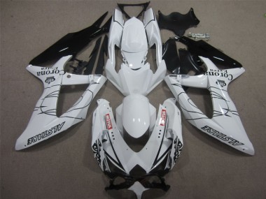 Preisgünstige Suzuki GSXR 600 K8 08-10 Verkleidungen - Weiß Schwarz Corona Extra Motul