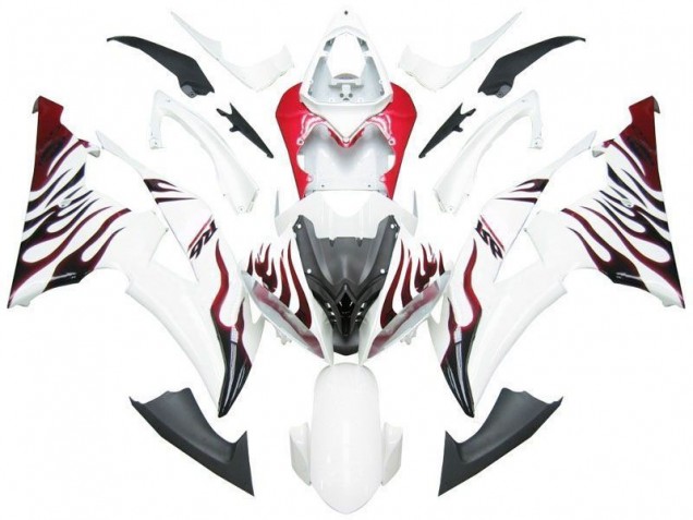 Preisgünstige Yamaha R6 08-16 Verkleidungen - Weiß Rot Flamme R6 Preisgünstige Yamaha R6 08-16 Verkleidungen - Weiß Rot Flamme R6