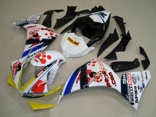 Preisgünstige Yamaha R1 09-11 Verkleidungen - Weiß Schwarz Pepe Phone Preisgünstige Yamaha R1 09-11 Verkleidungen - Weiß Schwarz Pepe Phone