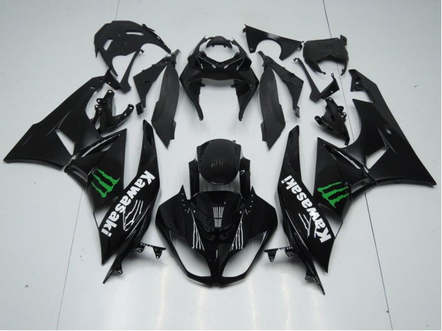 Preisgünstige Kawasaki ZX6R 09-12 Verkleidungen - Schwarz mit Monster Preisgünstige Kawasaki ZX6R 09-12 Verkleidungen - Schwarz mit Monster
