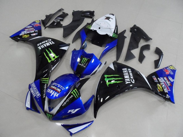 Preisgünstige Yamaha R1 12-14 Verkleidung - BlauSchwarz Monster