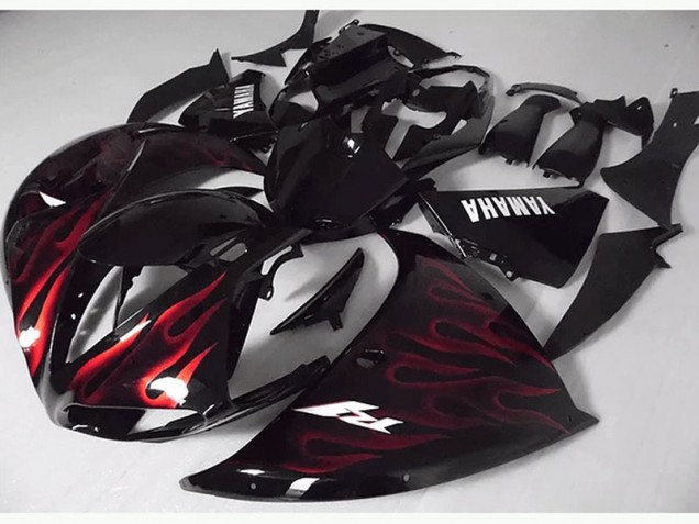 Preisgünstige Yamaha R1 12-14 Verkleidungen - Rote Schwarz Flamme Preisgünstige Yamaha R1 12-14 Verkleidungen - Rote Schwarz Flamme